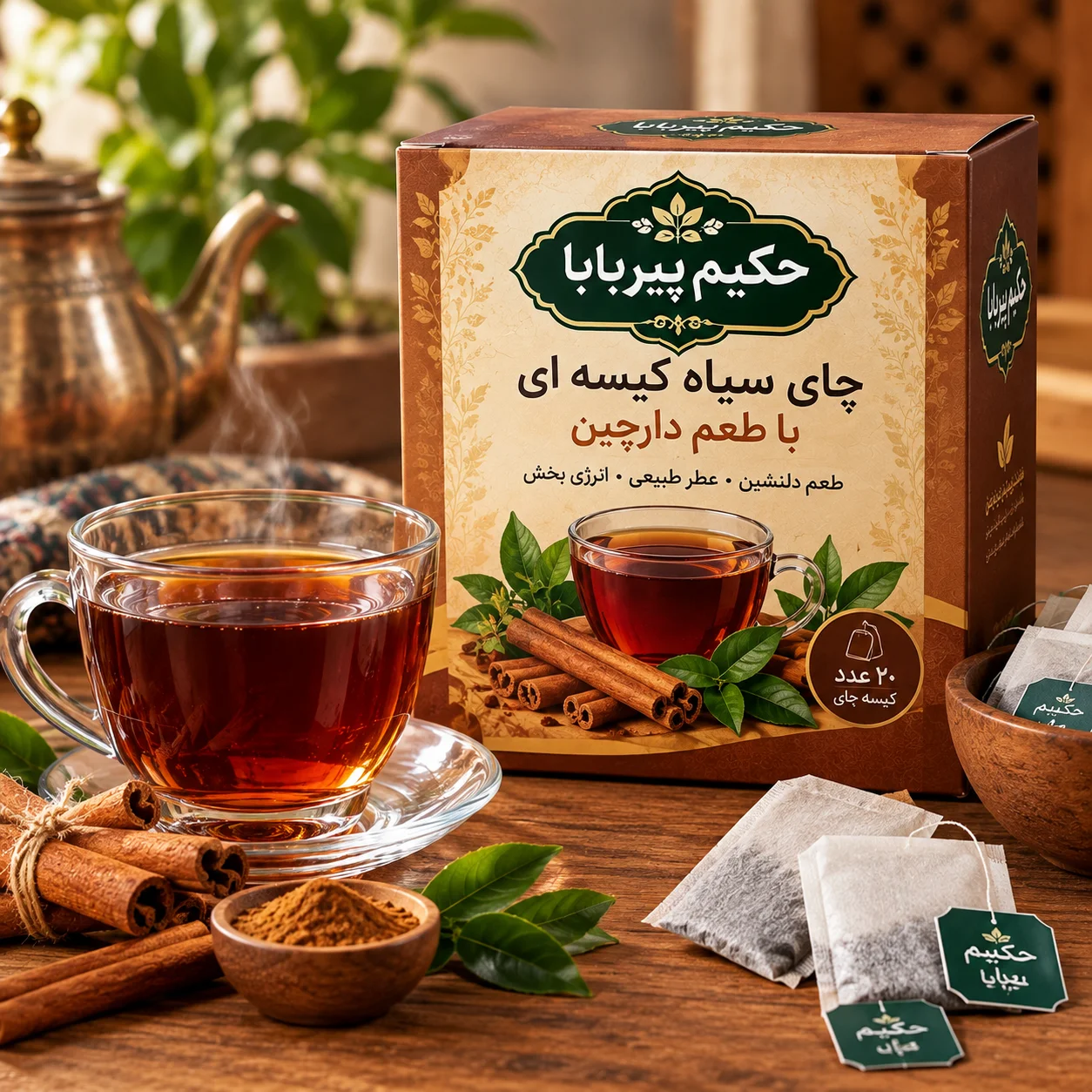 چای سیاه کیسه ای با طعم دارچین