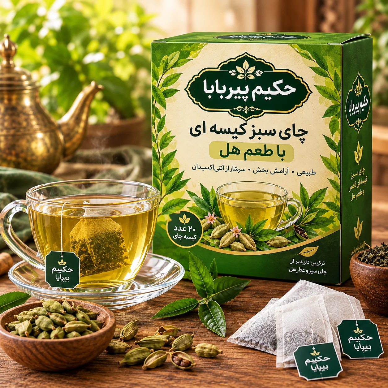 چای سبزکیسه ای باطعم هل